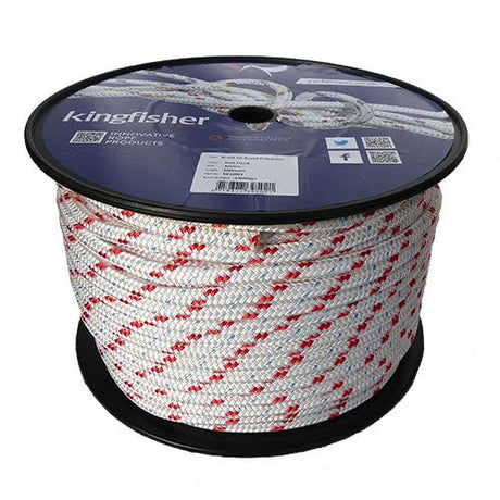 10mm White / Red Fleck Braid on Braid Polyester Rope - 100m reel