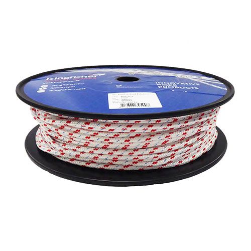 6mm White / Red Fleck Braid on Braid Polyester Rope - 100m reel