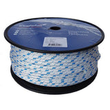 8mm White / Blue Fleck Braid on Braid Polyester Rope - 100m reel