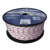 8mm White / Red Fleck Braid on Braid Polyester Rope - 100m reel