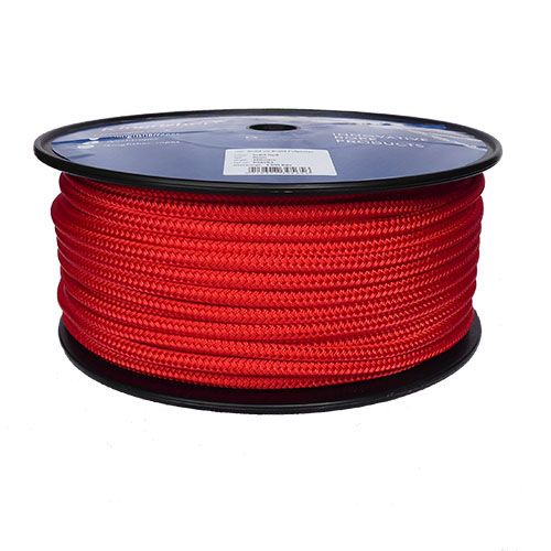 8mm Solid Red Braid on Braid Polyester Rope - 100m reel