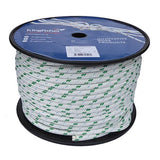 12mm White / Green Fleck Braid on Braid Polyester Rope - 100m reel