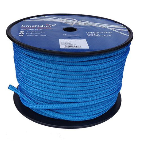 10mm Solid Blue Braid on Braid Polyester Rope - 100m reel