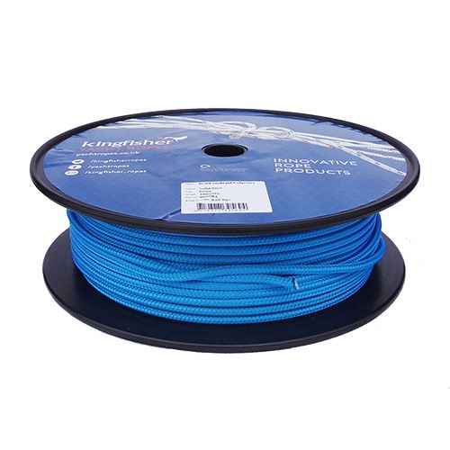 6mm Solid Blue Braid on Braid Polyester Rope - 100m reel