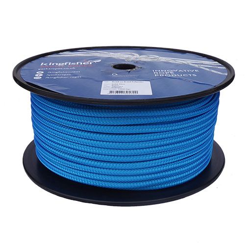 8mm Solid Blue Braid on Braid Polyester Rope - 100m reel