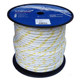 12mm White / Yellow Fleck Braid on Braid Polyester Rope - 100m reel
