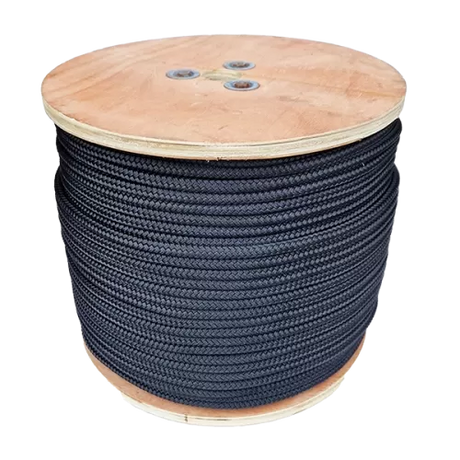 8mm Black Double Braid Polyester 50m reel