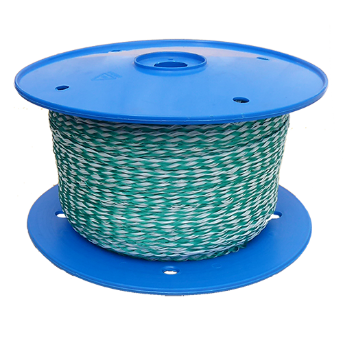 6mm White/Green Hollow Braid Polyethylene 200m Reel