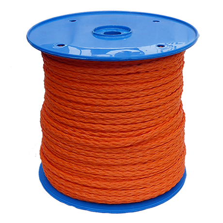 8mm Orange Hollow Braid Polyethylene 500m Reel
