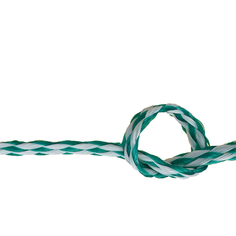 8mm White/Green Hollow Braid Polyethylene sold by the metre