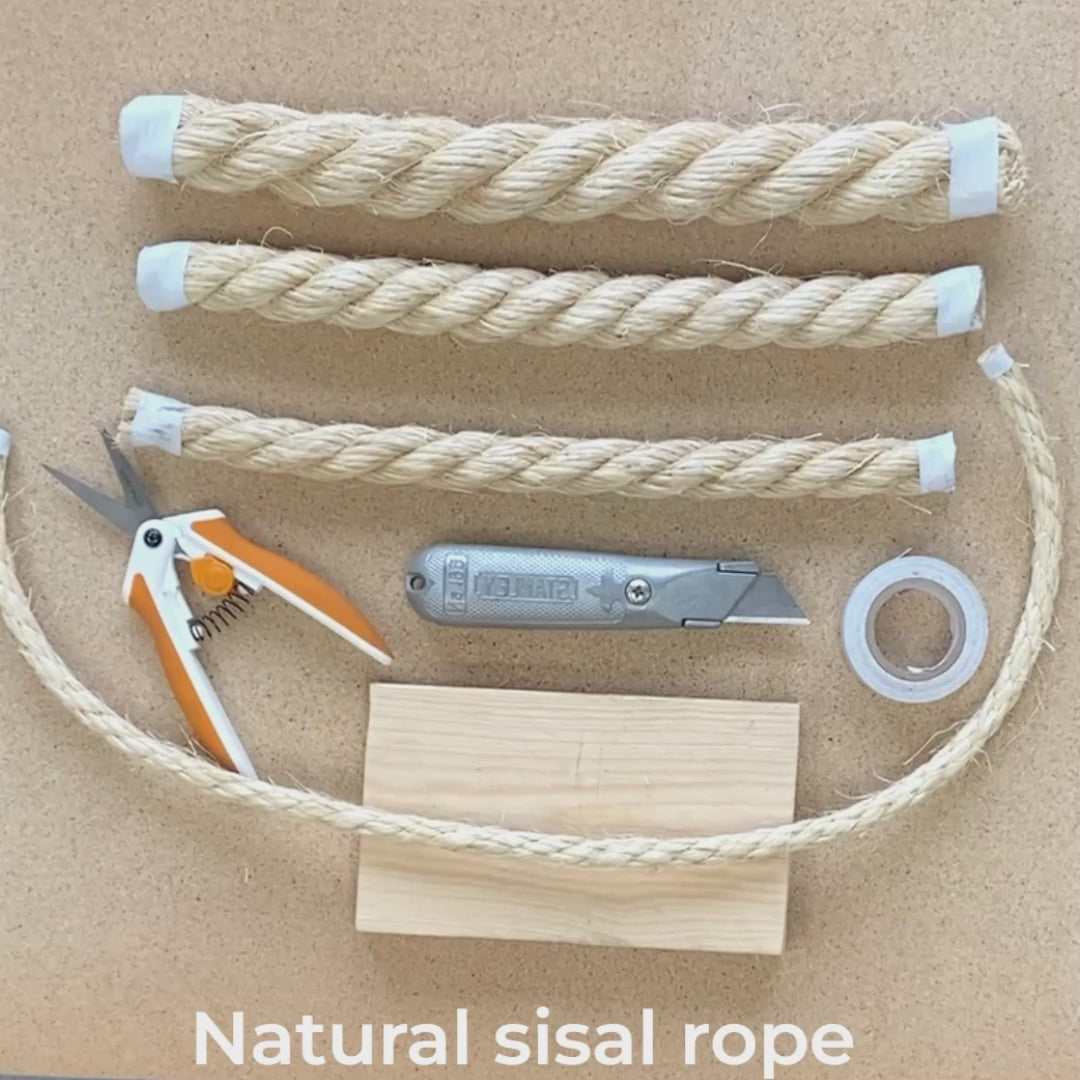 Short video showing the handling and cutting of natural sisal rope.