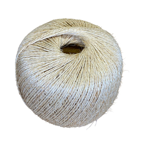A ball of natural sisal twine, shown against a plain white background.