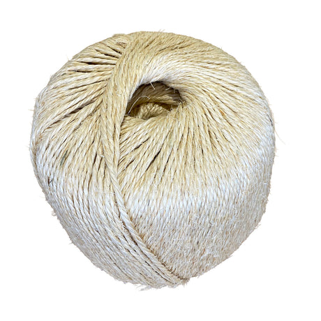 A ball of natural sisal twine, shown against a plain white background.