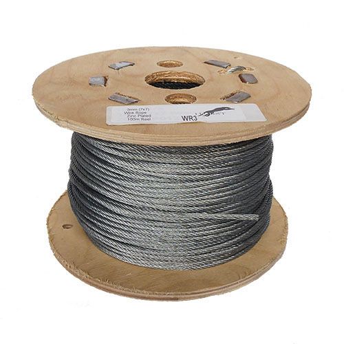 3mm 7x7 Galvanised Steel Wire Rope - 100m reel