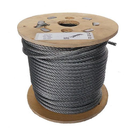 6mm 7x7 Galvanised Steel Wire Rope - 50m reel