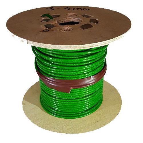 4mm Green PVC Coated Steel Wire Rope - 50m reel