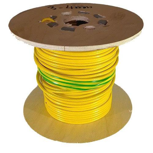 3mm Yellow PVC-coated Steel Wire Rope - 50m reel