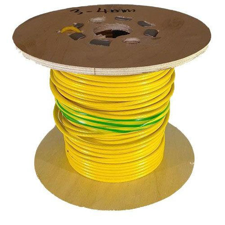 3mm Yellow PVC-coated Steel Wire Rope - 50m reel