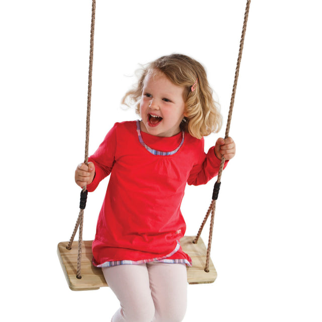 Wooden pinewood swing seat on a white background.