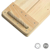 Wooden pinewood swing seat on a white background.