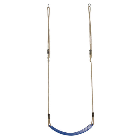 Plastic Wraparound Childrens Swing Set. Childrens flexible wraparound plastic swing with adjustable 12mm synthetic hemp rope on a white background.