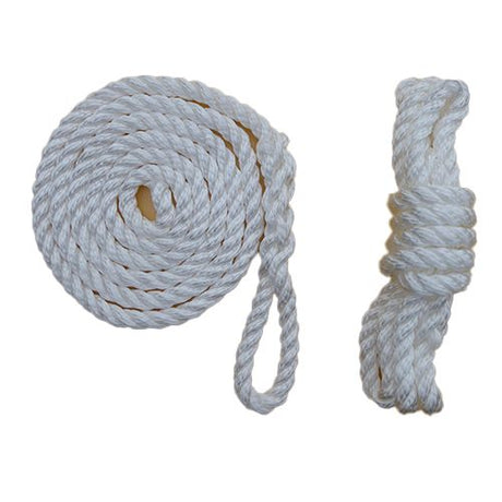 1.5m 8mm White Fender Ropes - Pair