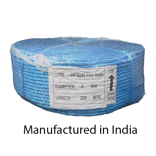 Camping Boat Yacht Barrier Blue Polypropylene Rope 8MM x 220M Coil 3 Strand 