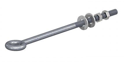M10 Galvanised Eye Bolt with Bolt and Washer 150mm 
