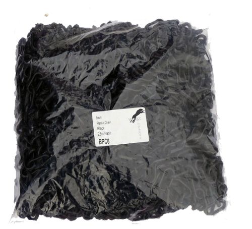 6mm Black Plastic Chain - 25m bag