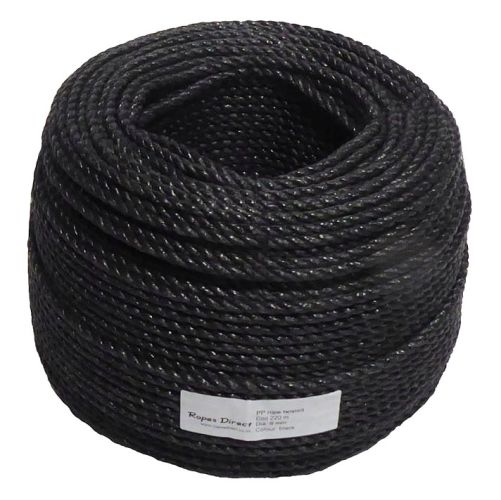 Polypropylene Rope - 6mm Black Polypropylene Rope - 220m Coil by Ropes Direct