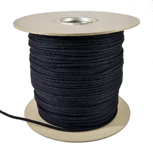 3mm Black Braided Cotton Cord Sold by The Metre by Ropes Direct