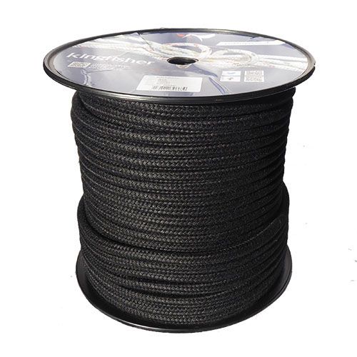 Sheets Halyard Yachts 12mm Grey & Black Double Braid Polyester x 100 Metre Reel 